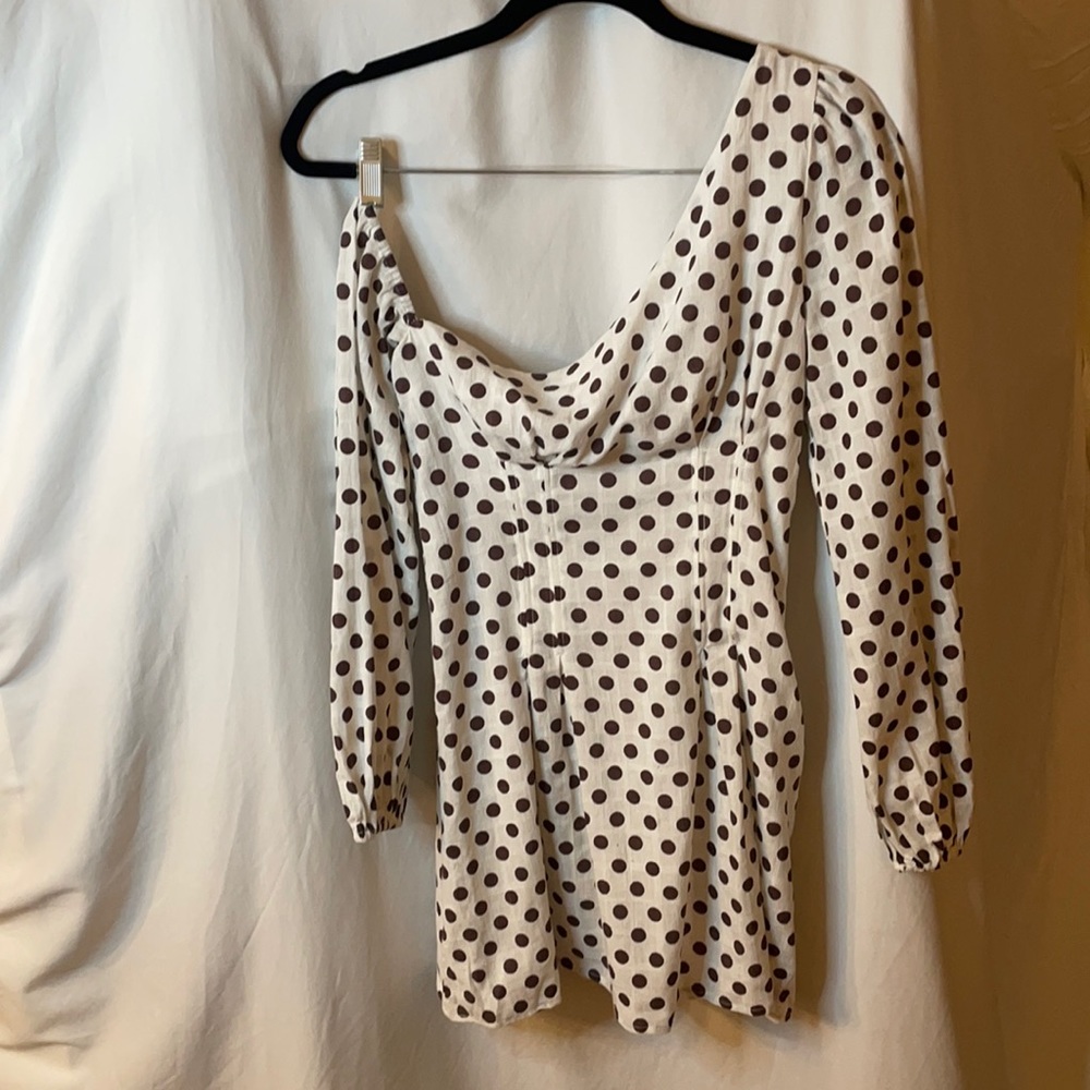 Majorelle off-the-shoulder, polka dot dress, size S